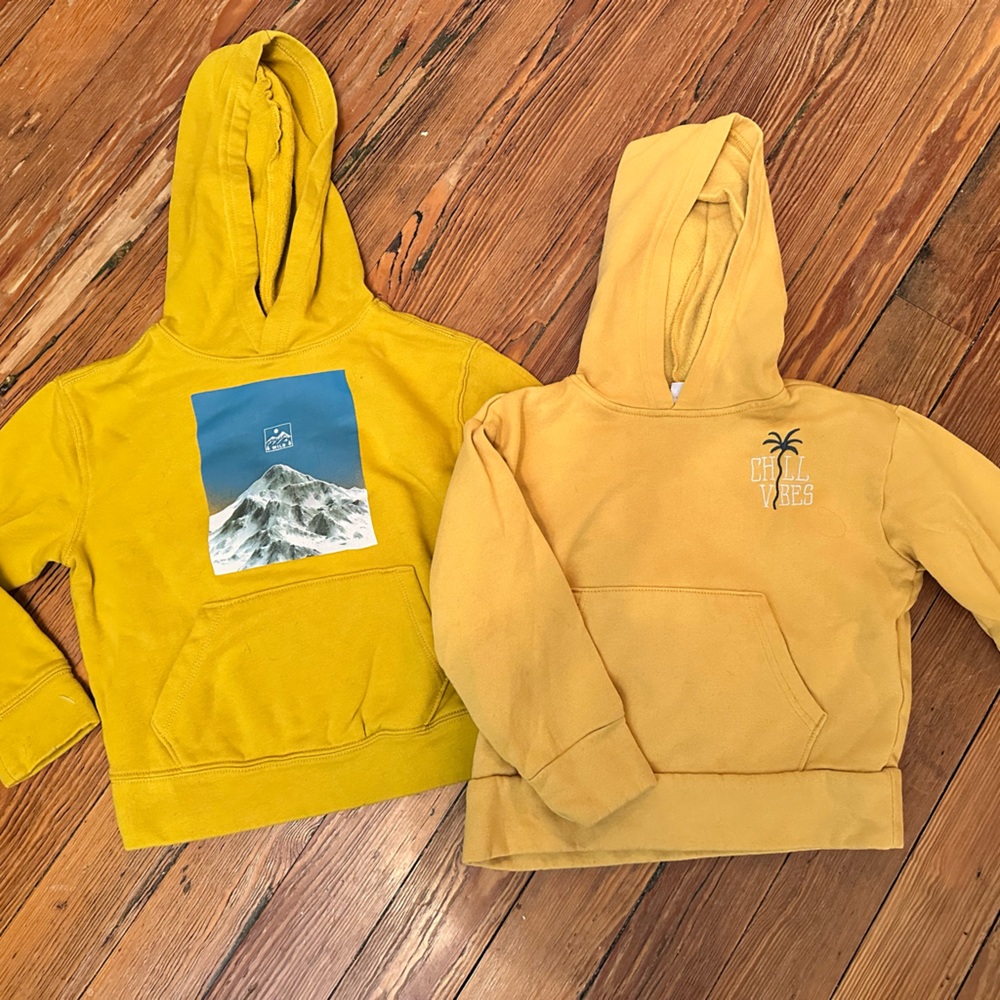 Kids Yellow and Tan Hooded sweatshirts (Old Navy)